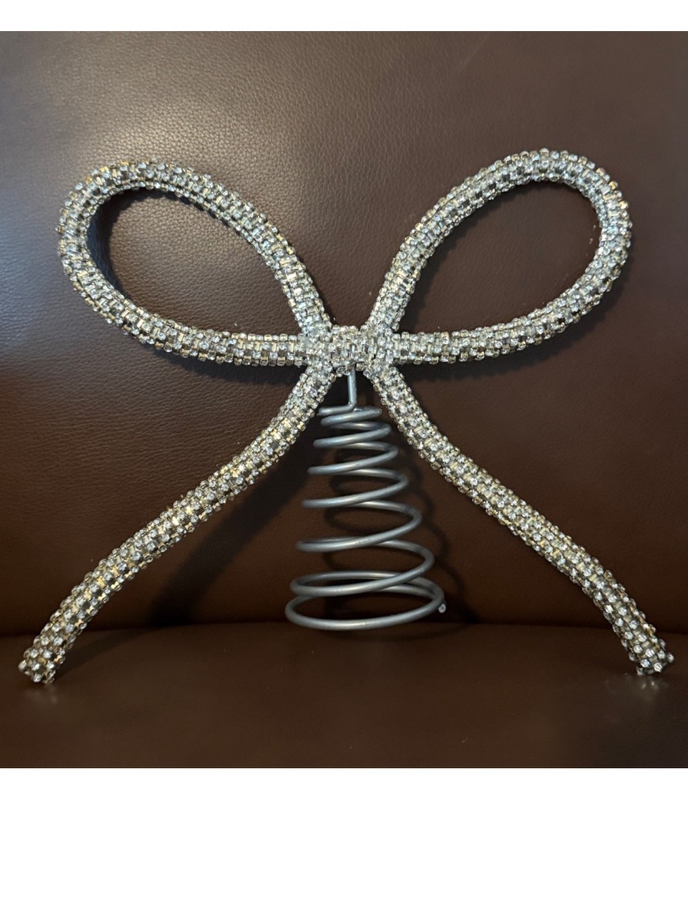 Elegant Gold and Silver Intertwined Rhinestone Bow  Christmas Tree Topper  NWT